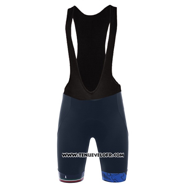 2017 Maillot Ciclismo Italie Noir et Bleu Manches Courtes et Cuissard
